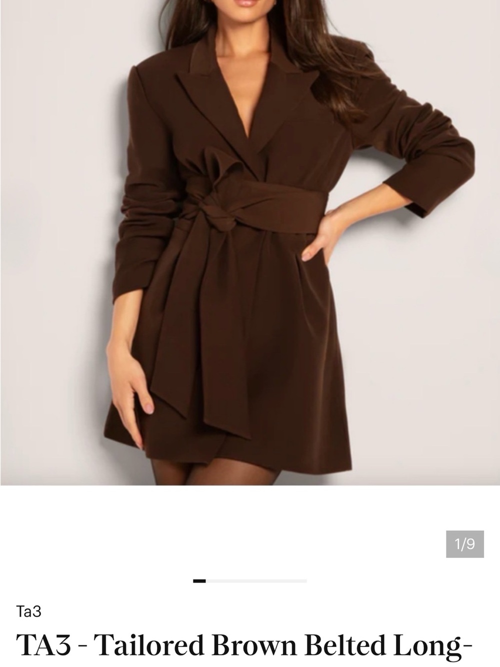 Tailored Brown Belted Blazer Mini Dress XL